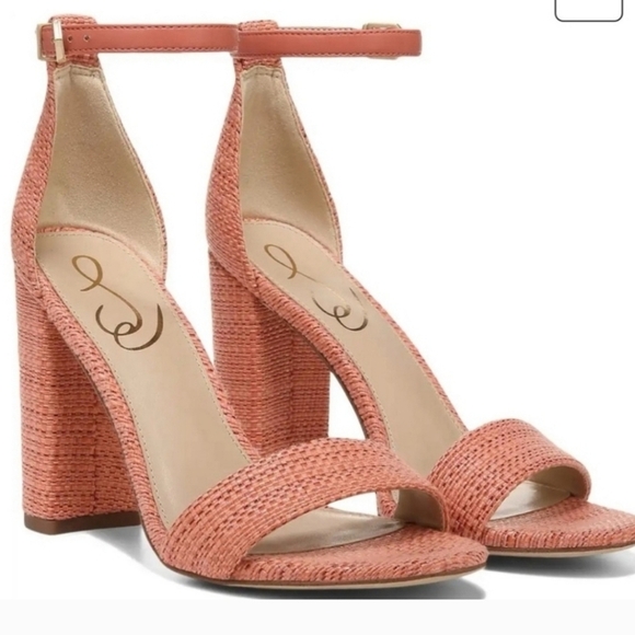 🔹️Sam Edelman Yaro Perla Block Textured Heel Sandal Various 3- 3/4 heel  Sz 8✨️ - Picture 1 of 3